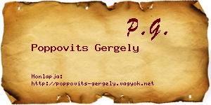 Poppovits Gergely névjegykártya